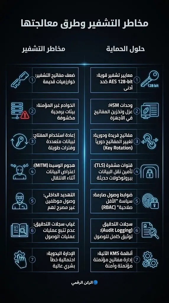 مخاطر التشفير وطرق معالجتها